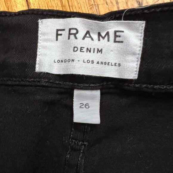 Frame Jeans Womens 26 Black Le Sylvie Slender Straight Denim - Picture 4 of 10